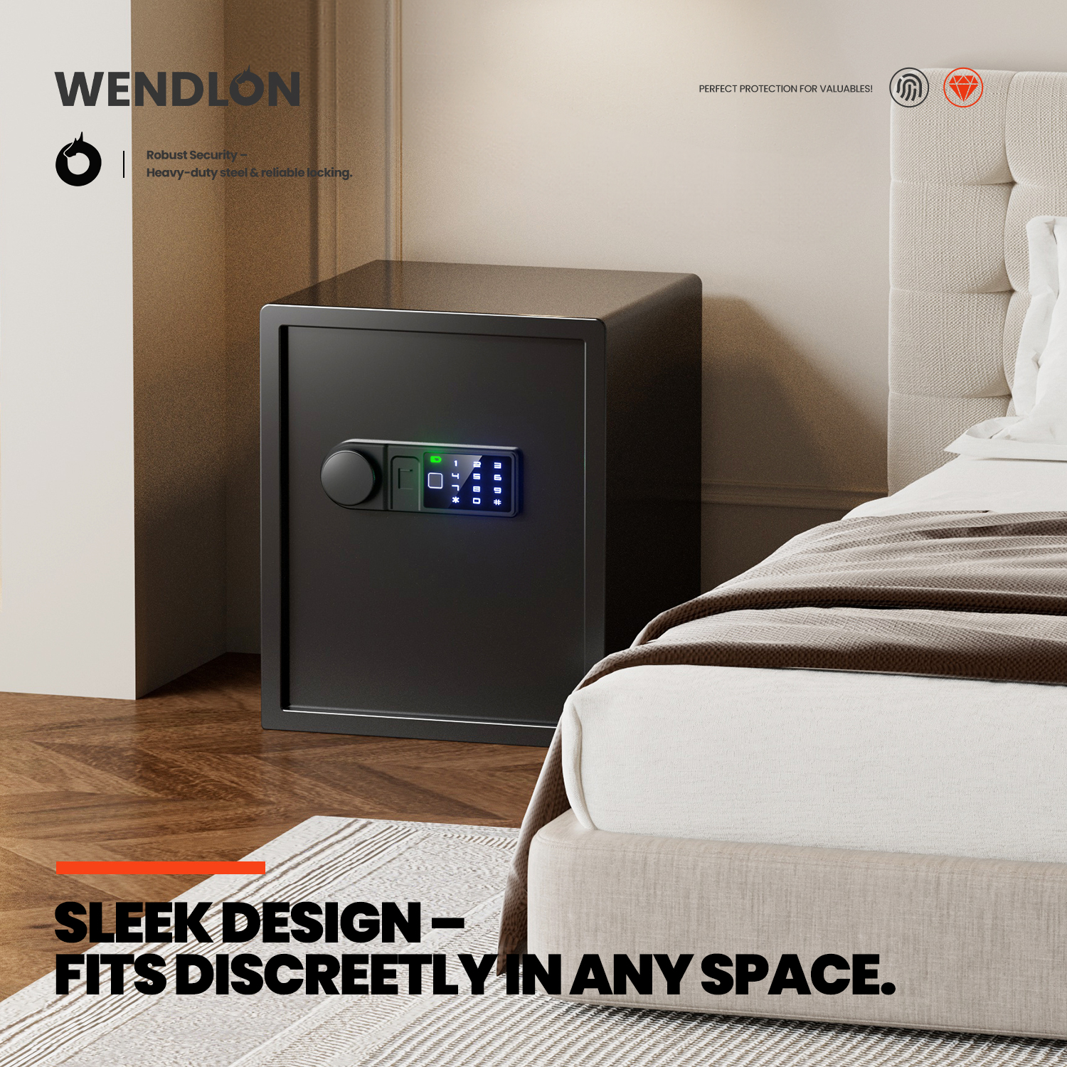 Wedlon Safe Box for home - 16KG Touch screen lock Box