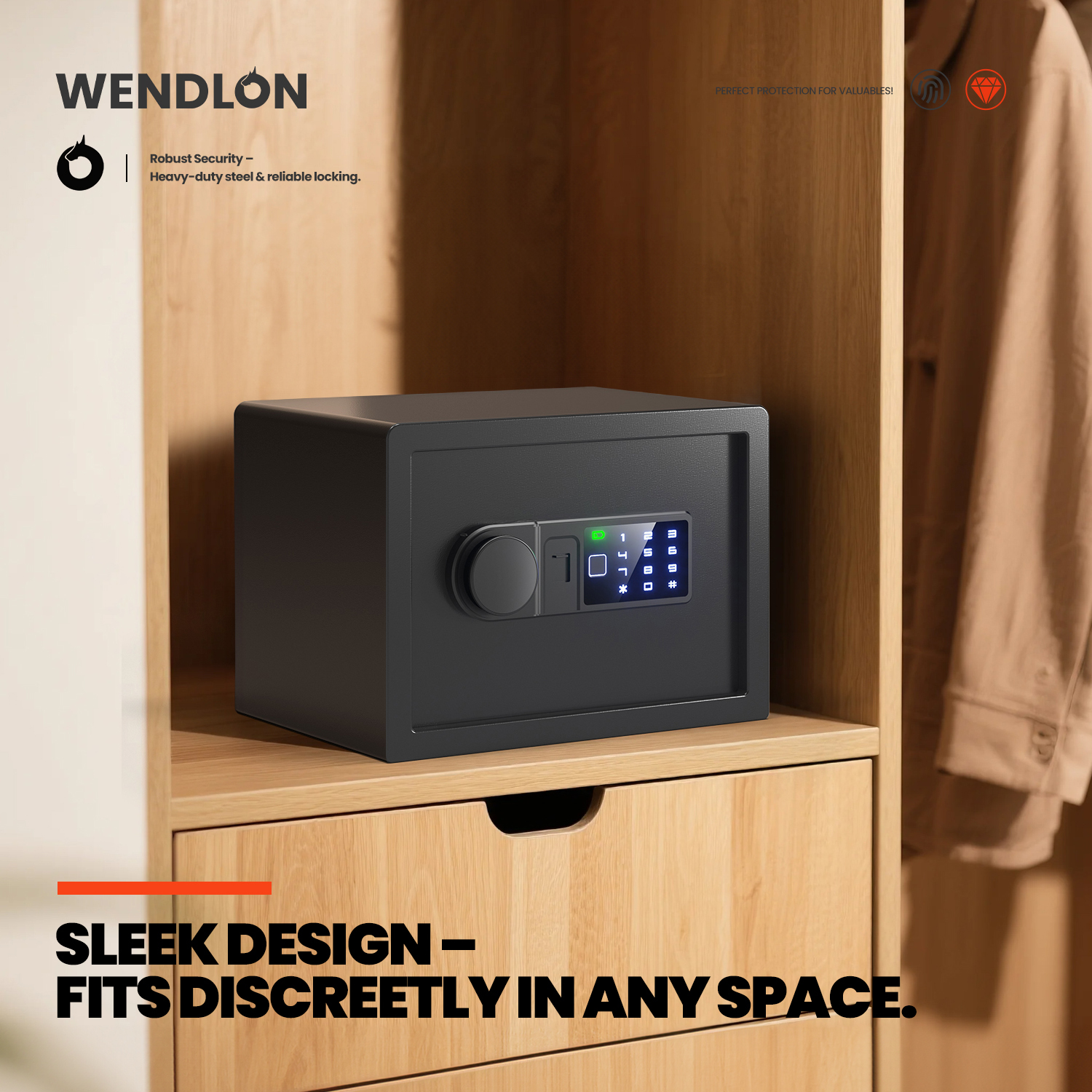 Biometric Safe box for home - (0.80 cu. ft.) Fingerprint Lock Box with Silent Mode, Backlit Keypad and LED Light, Small Caja Fuerte with Anti-Rust and Anti-Theft