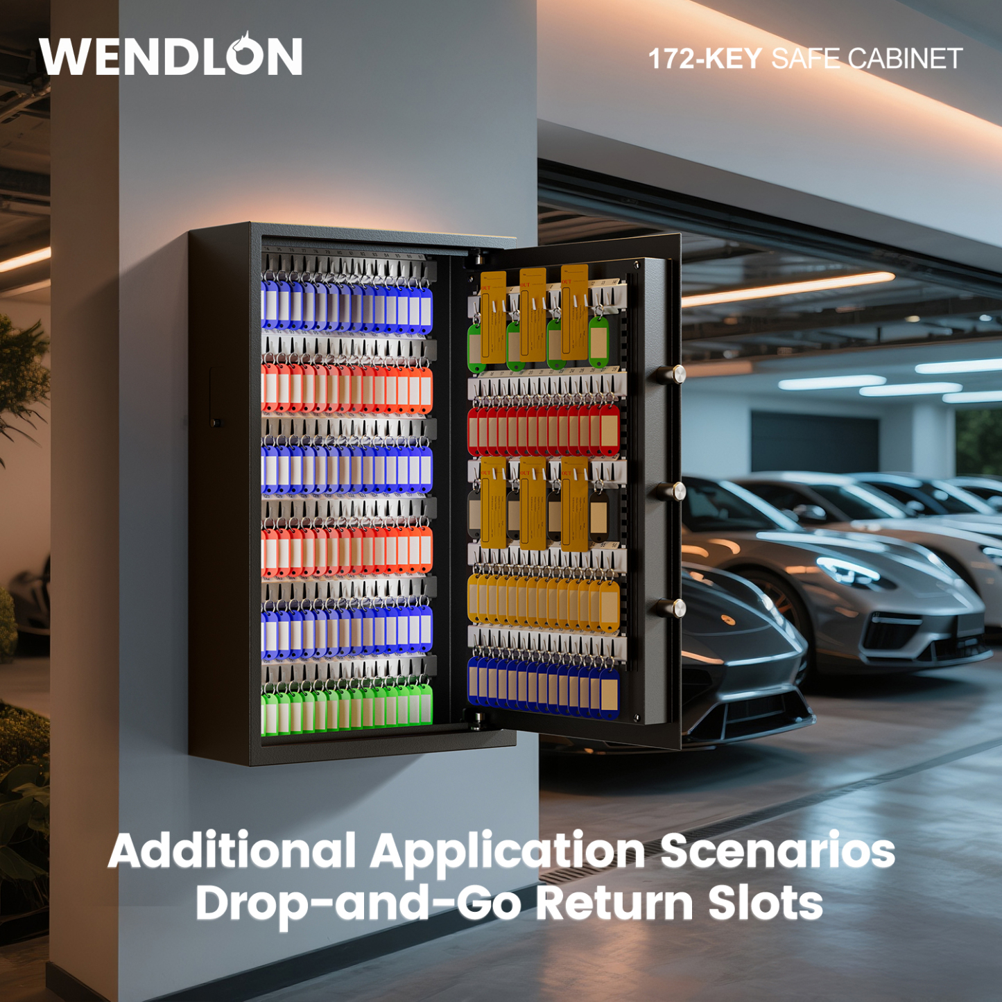 172-Key Electronic Key Safe Lock Box | Anti-Theft Deposit Slot & Key Retrieval Tags