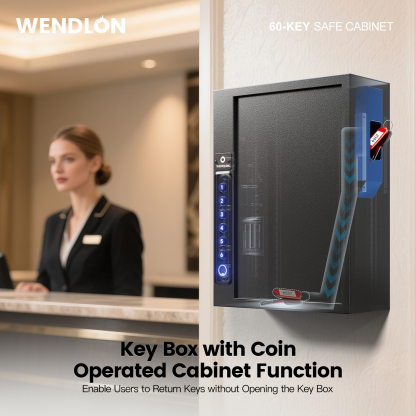 65-Key Biometric Key Safe Lock Box | Anti-Theft Deposit Slot & Key Out Tags 