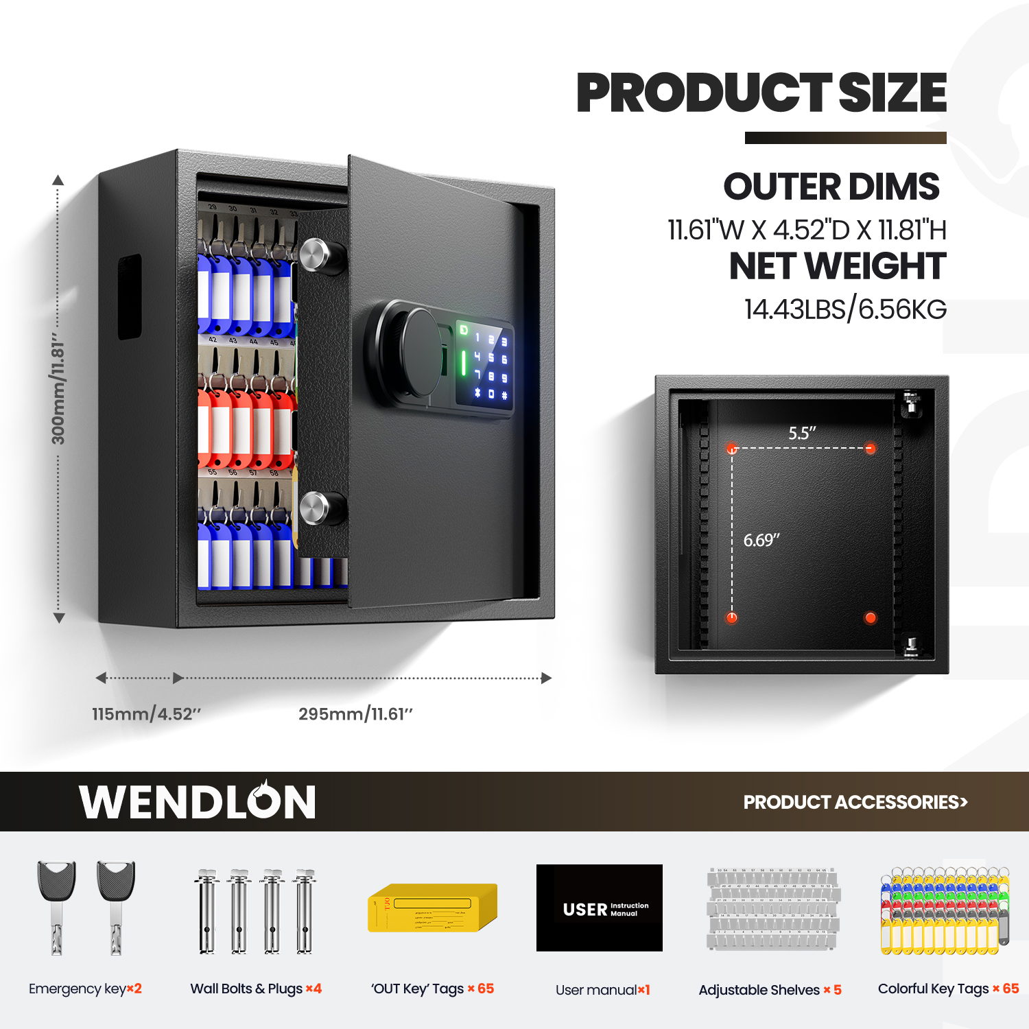 65-Key Electronic Key Safe Lock Box | Anti-Theft Deposit Slot & Key Retrieval Tags
