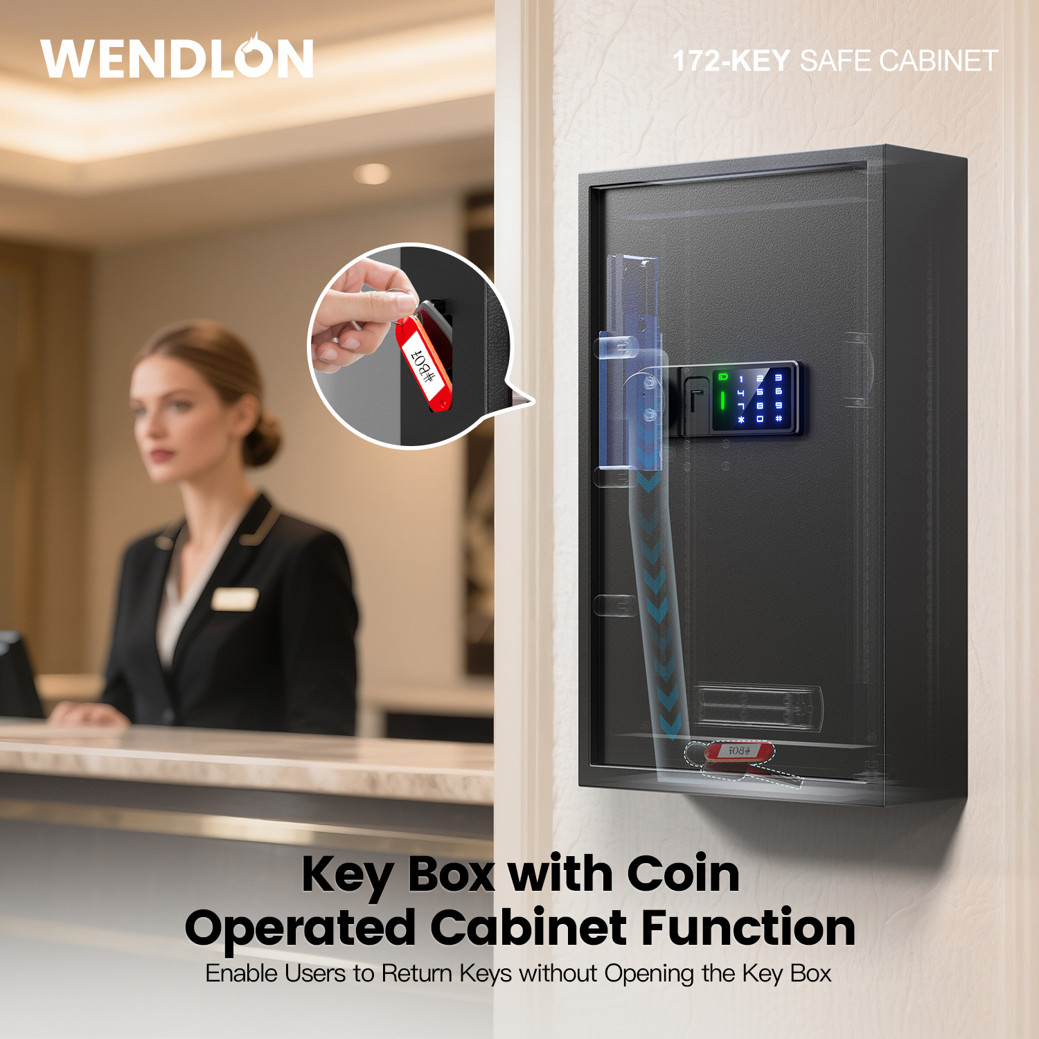 172-Key Electronic Key Safe Lock Box | Anti-Theft Deposit Slot & Key Retrieval Tags