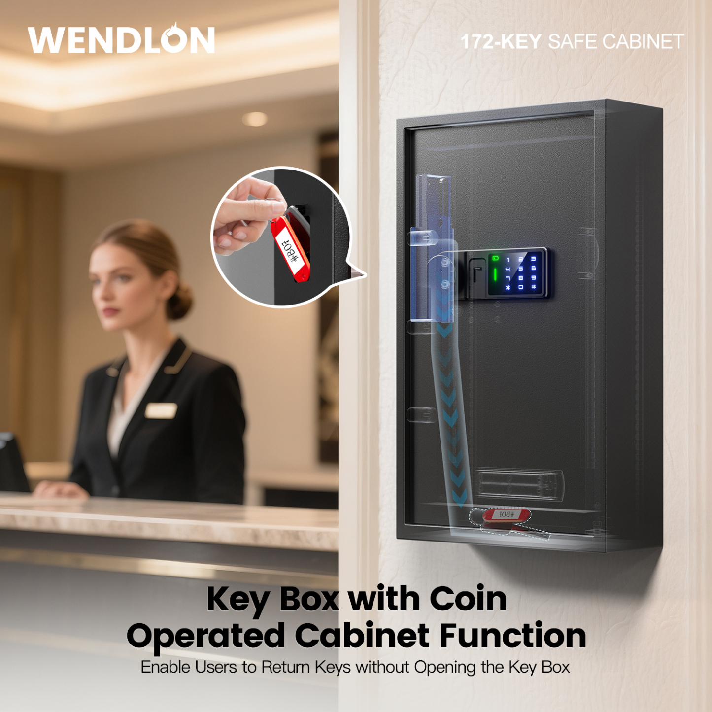 172-Key Electronic Key Safe Lock Box | Anti-Theft Deposit Slot & Key Retrieval Tags