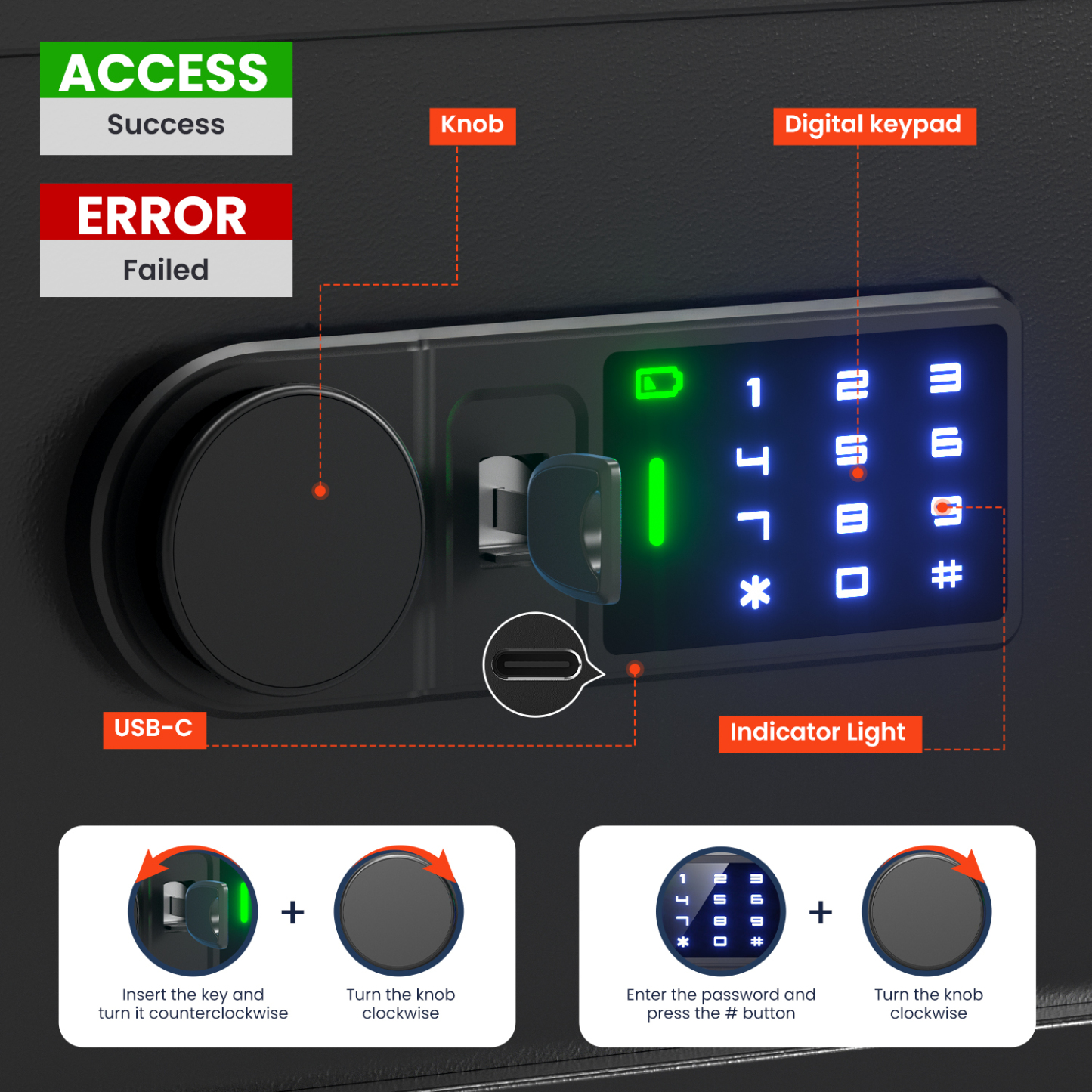 Wedlon Safe Box for home - 18 KG Touch screen lock Box「50E」