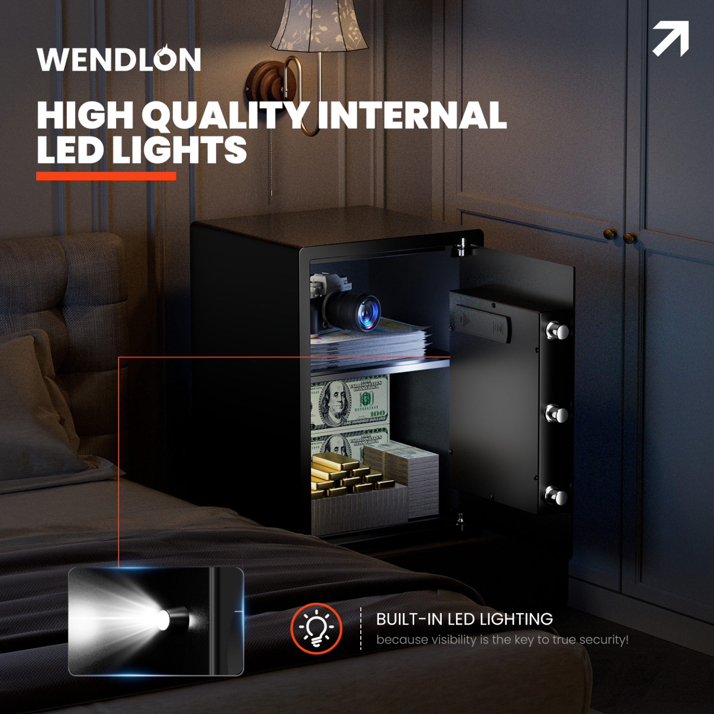 Wedlon Safe Box for home - 18 KG Touch screen lock Box「50E」