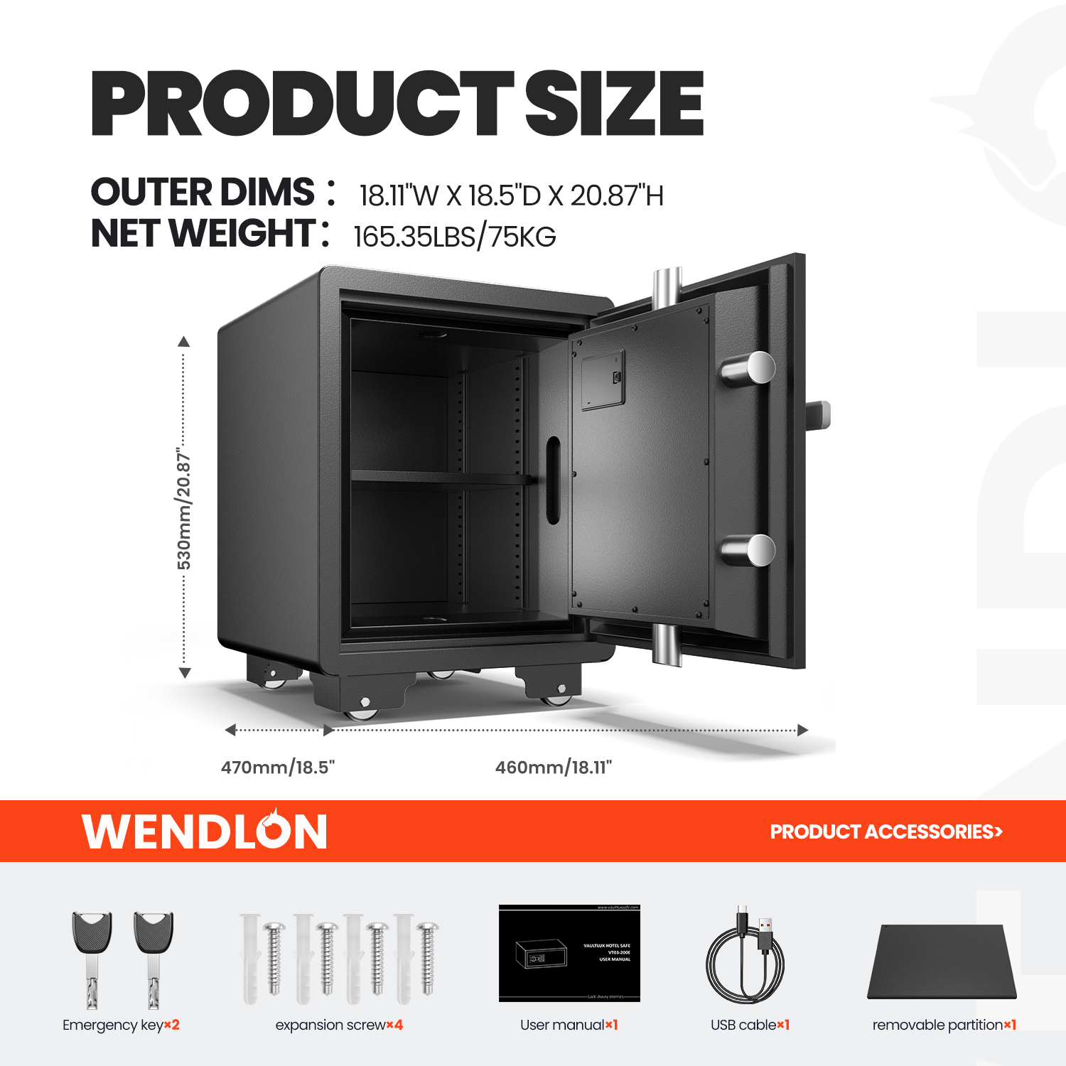 Fireproof and waterproof biometric safe,weighs 75 KG. Fire proof box for home,office,lock box,cabinet with fingerprint