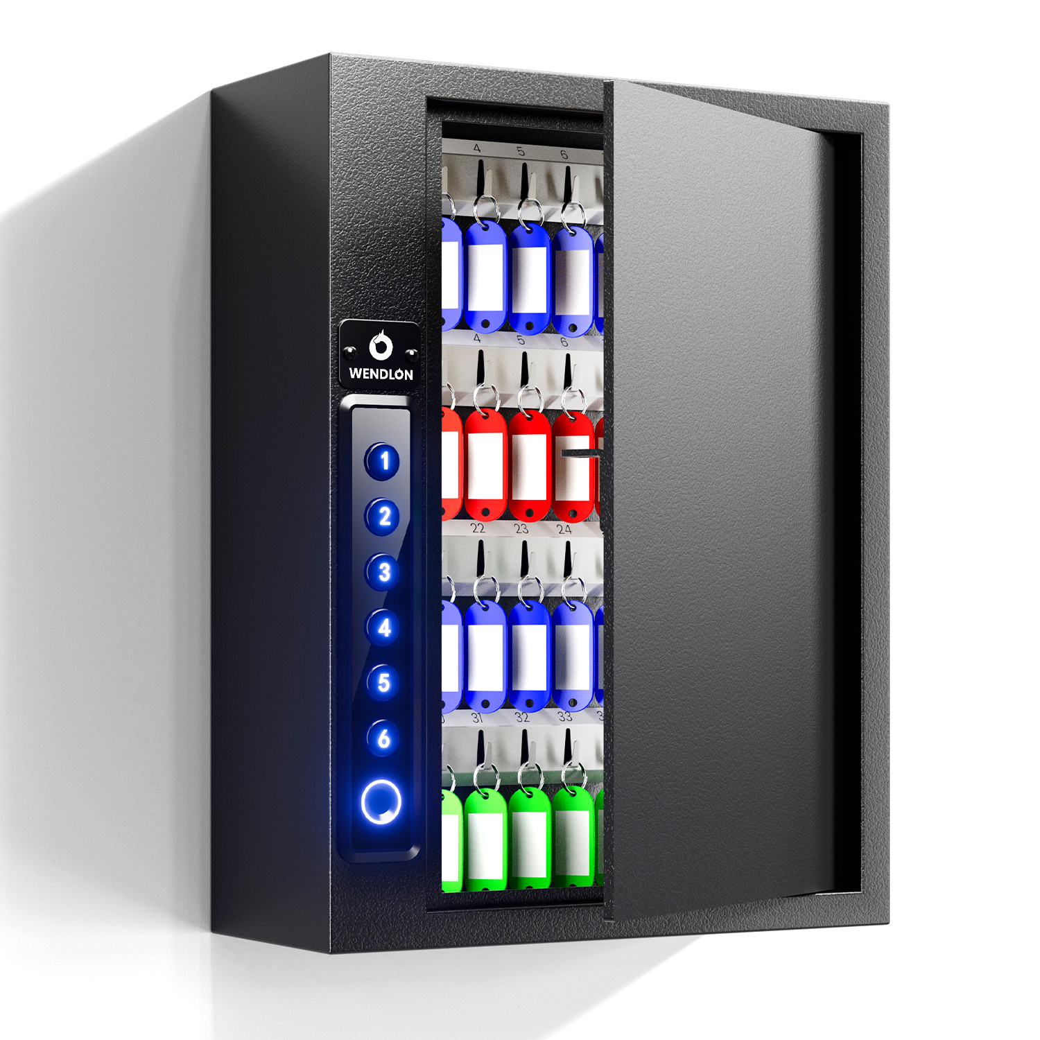 65-Key Biometric Key Safe Lock Box | Anti-Theft Deposit Slot & Key Out Tags 