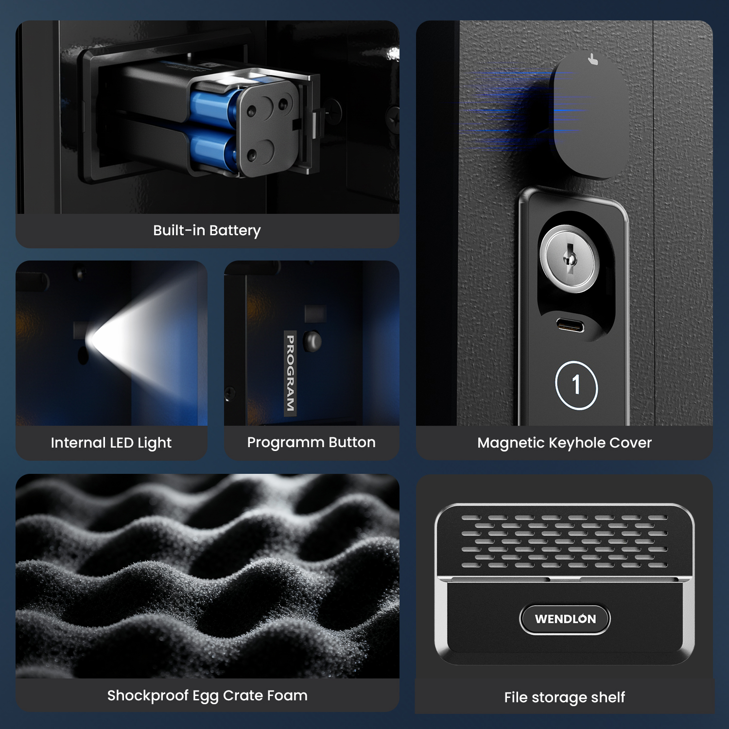Black Hidden Wall Safe, 16" Stud Centers, Quick Access with Document Storage for Cash Valuables