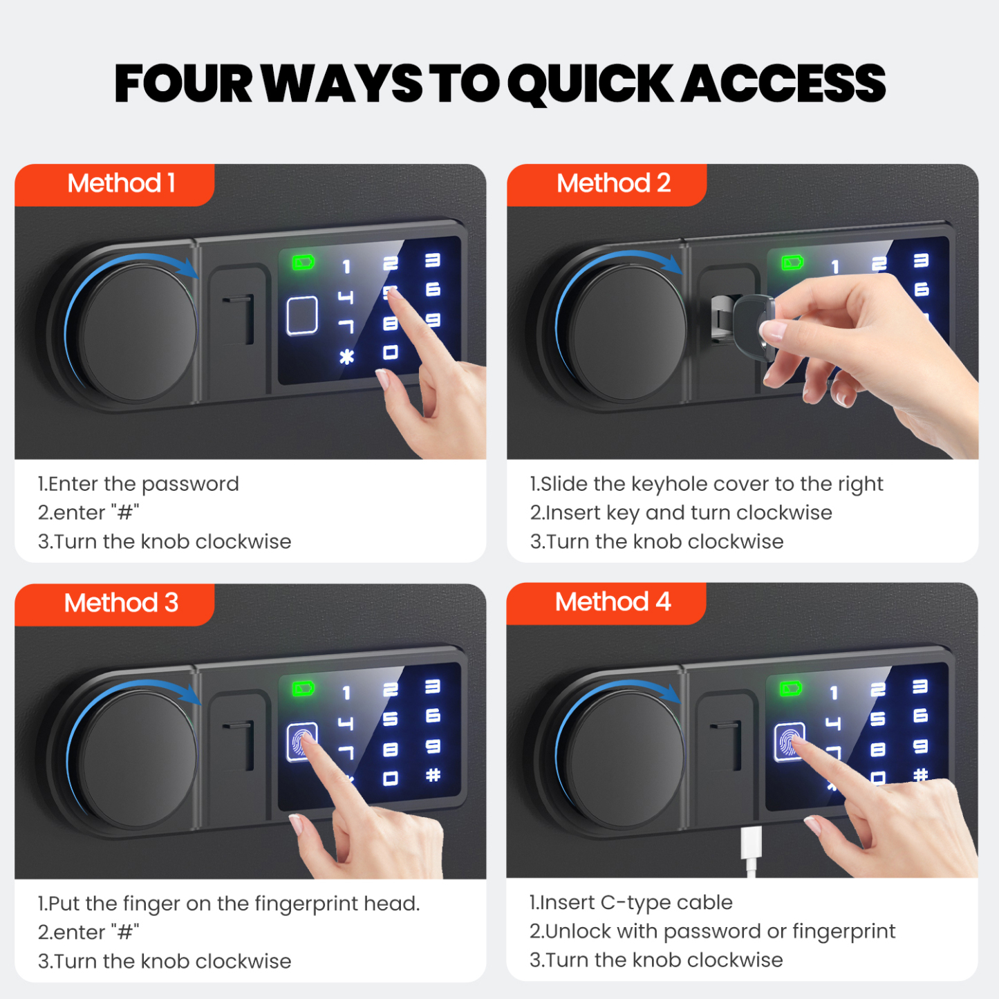 Biometric Safe box for home - (0.80 cu. ft.) Fingerprint Lock Box with Silent Mode, Backlit Keypad and LED Light, Small Caja Fuerte with Anti-Rust and Anti-Theft