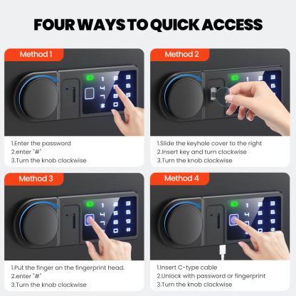 Biometric Safe box for home - (0.80 cu. ft.) Fingerprint Lock Box with Silent Mode, Backlit Keypad and LED Light, Small Caja Fuerte with Anti-Rust and Anti-Theft