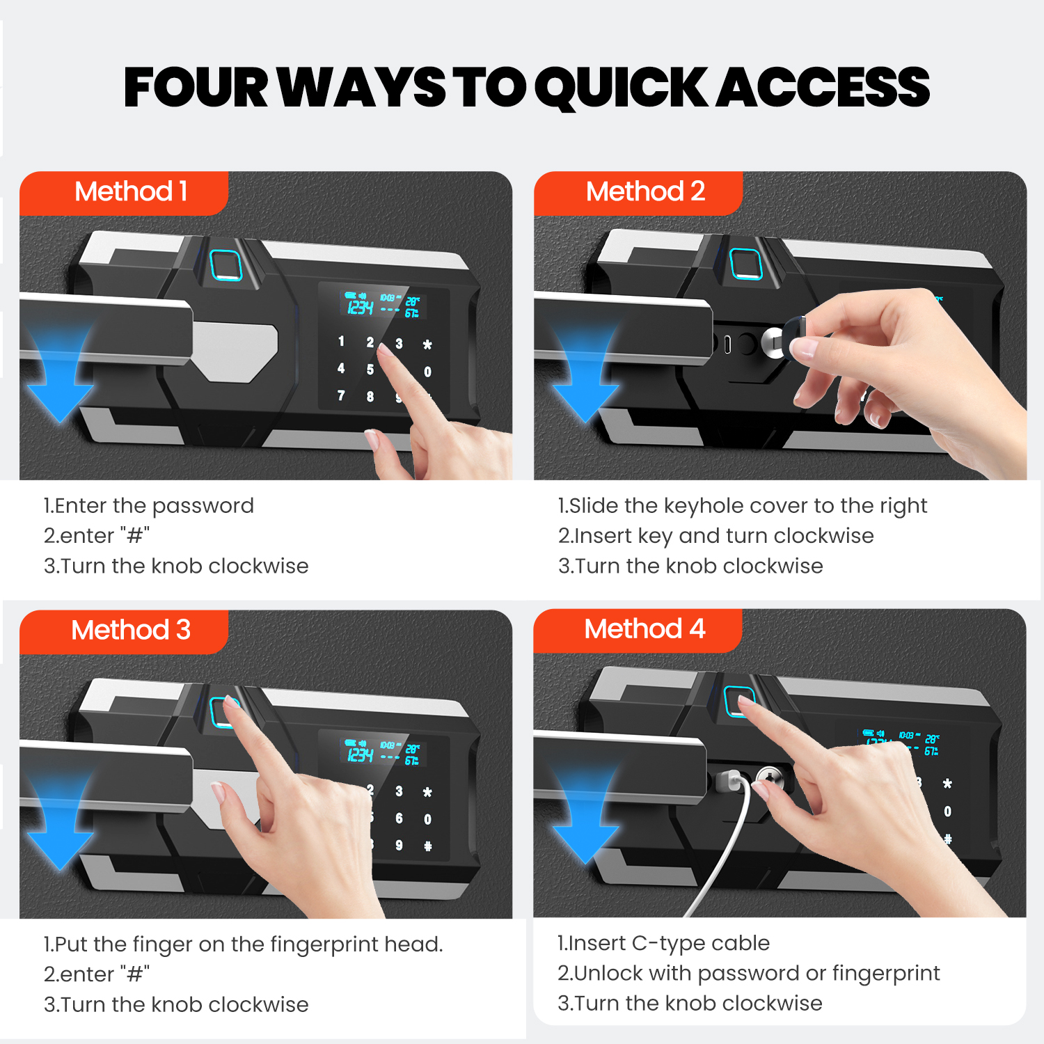 Fireproof and waterproof biometric safe,weighs 75 KG. Fire proof box for home,office,lock box,cabinet with fingerprint