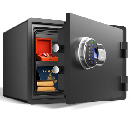 Fireproof and waterproof biometric safe,weighs 33 KG. Fire proof box for home,office,lock box,cabinet with fingerprint