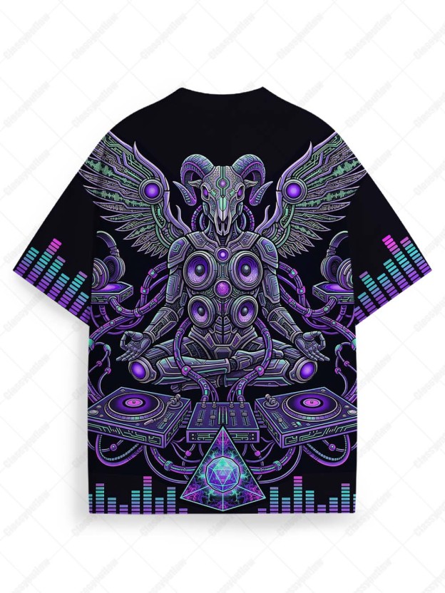 Electric Ascension – Cyber Temple Streetwear Graphic T-shirt