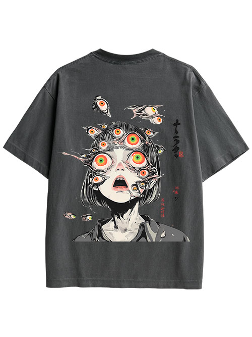 MULTITUDE OF GAZES DOUBLE SIDED PRINT WASHED TSHIRT