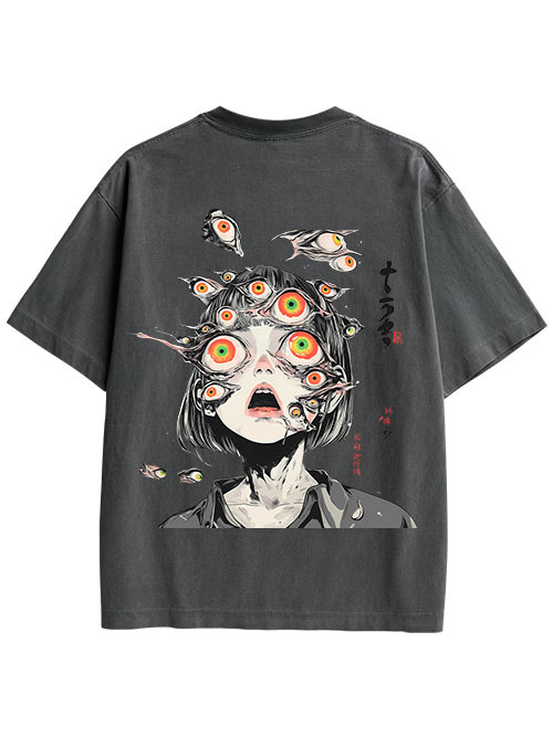 MULTITUDE OF GAZES DOUBLE SIDED PRINT WASHED TSHIRT