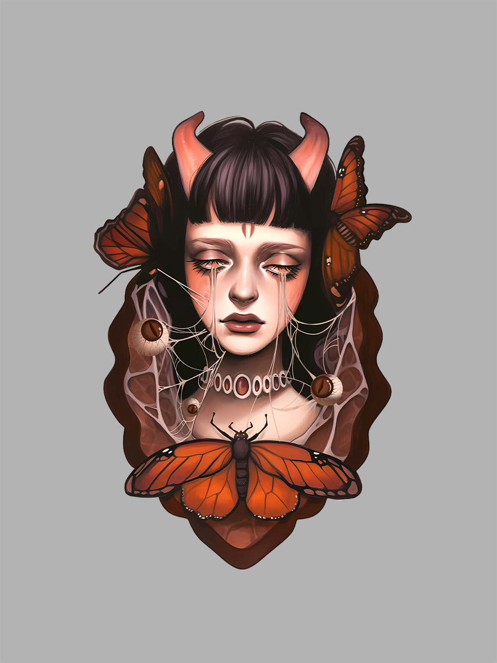 Butterfly Tears and Horns Washed Tshirt