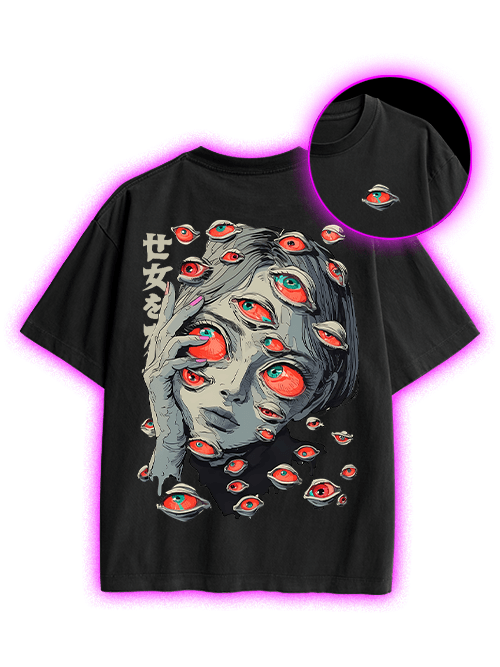 Eyes Of The Unseen Double Sided Print Washed Tshirt-ClassyOutlaw Sale