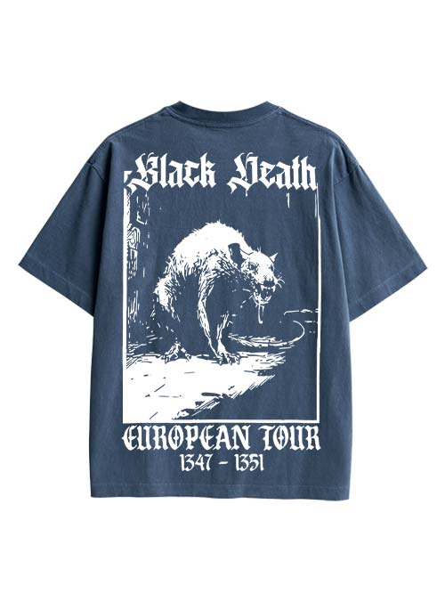 Black Death Double Sided Print Washed TShirt