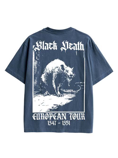 Black Death Double Sided Print Washed TShirt