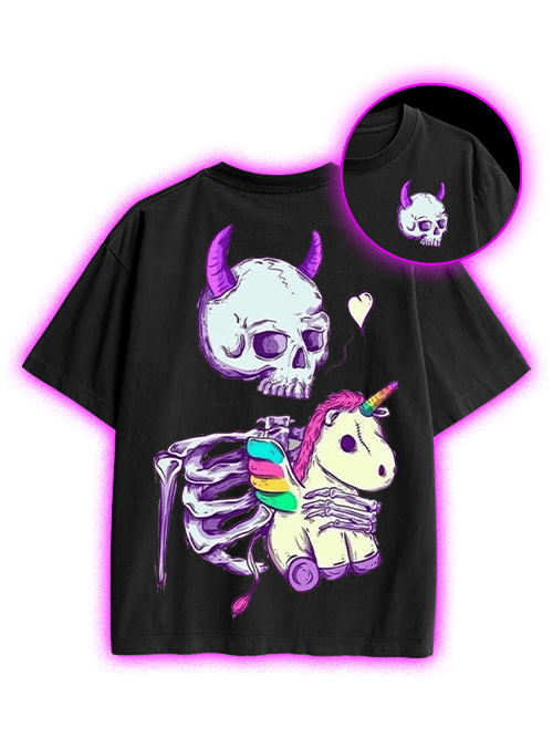 Dark Whimsy Double Sided Print Washed TShirt