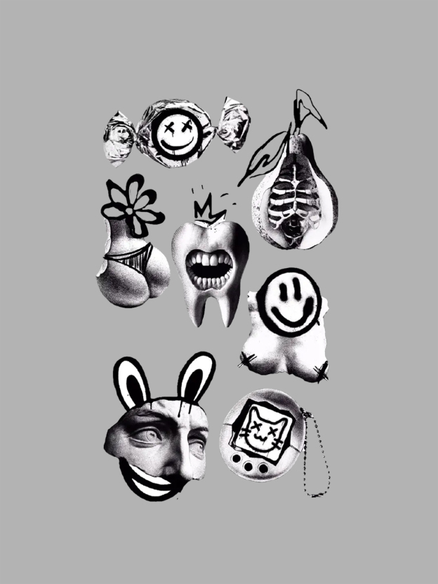 Abstract Chaos Collage Washed Tshirt