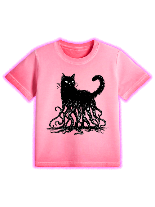 Octopus Tentacle Cat Washed Slim Tshirt