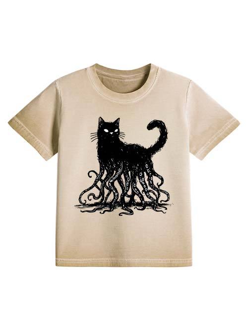 Octopus Tentacle Cat Washed Slim Tshirt-ClassyOutlaw Sale