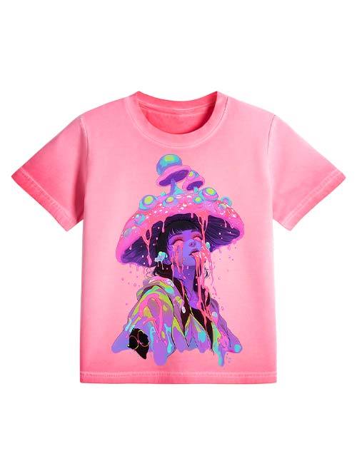 Mushroom Dreamscape Washed Slim Tshirt-ClassyOutlaw Sale