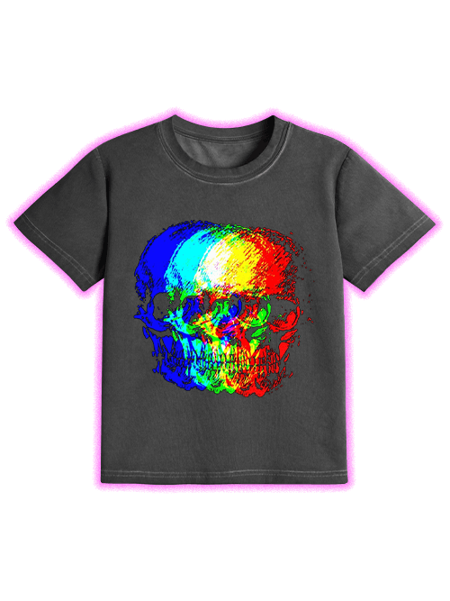 Skull Illusion Washed Slim Tshirt