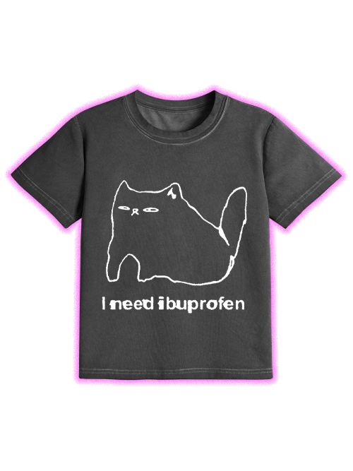 Ibuprofen Cat Washed Slim Tshirt