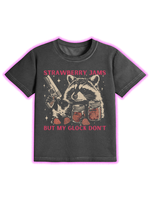 Strawberry Jams But My Glock Don't Washed Slim Tshirt-ClassyOutlaw Sale