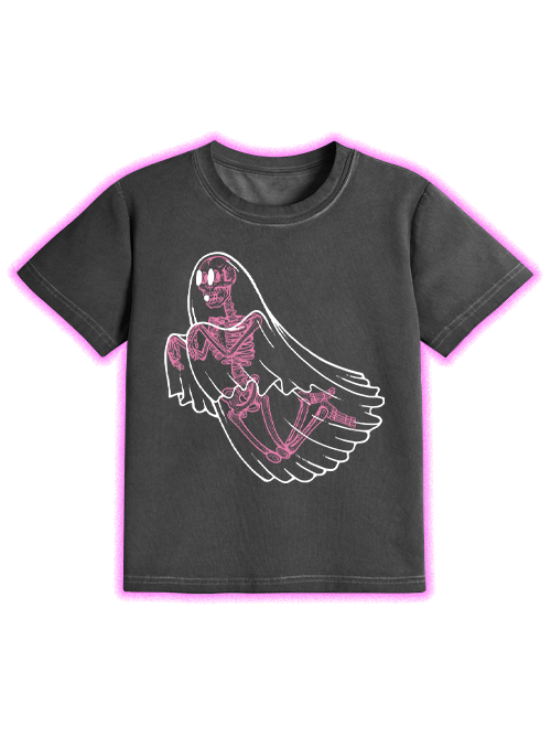 Ghostly Skeleton Veil Washed Slim Tshirt-ClassyOutlaw Sale