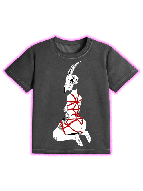 Goat-Headed Mystique Washed Slim Tshirt-ClassyOutlaw Sale