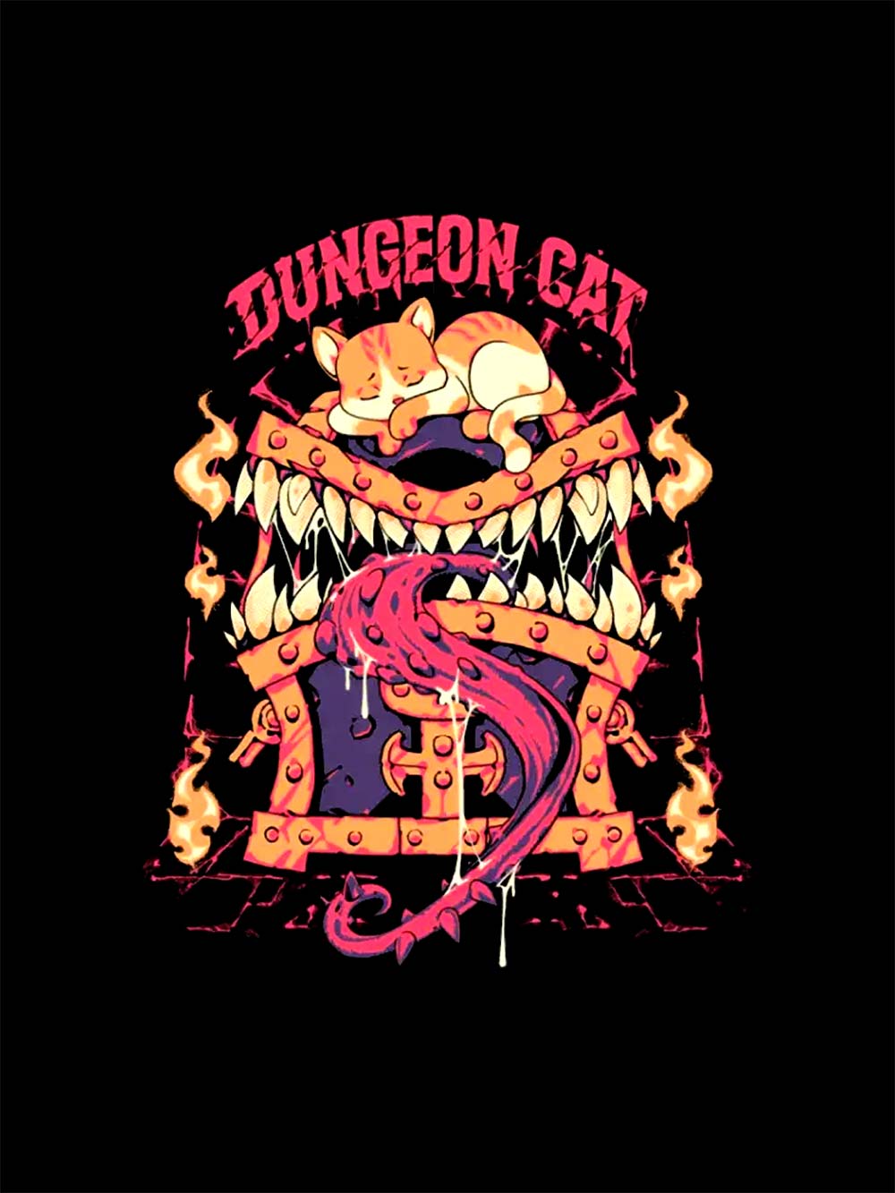 Dungeon Cat Guardian Washed Tshirt