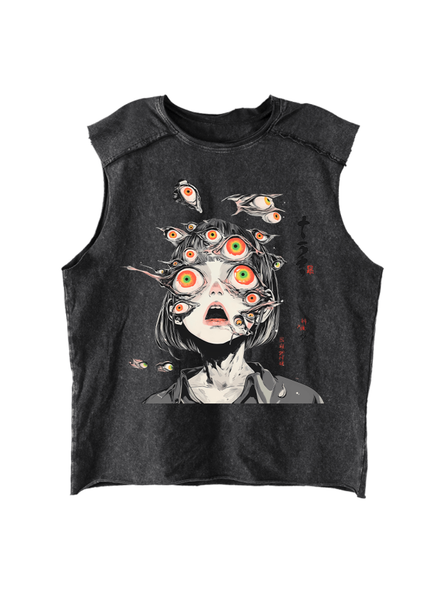 Multitude Of Gazes Distressed Tank Top