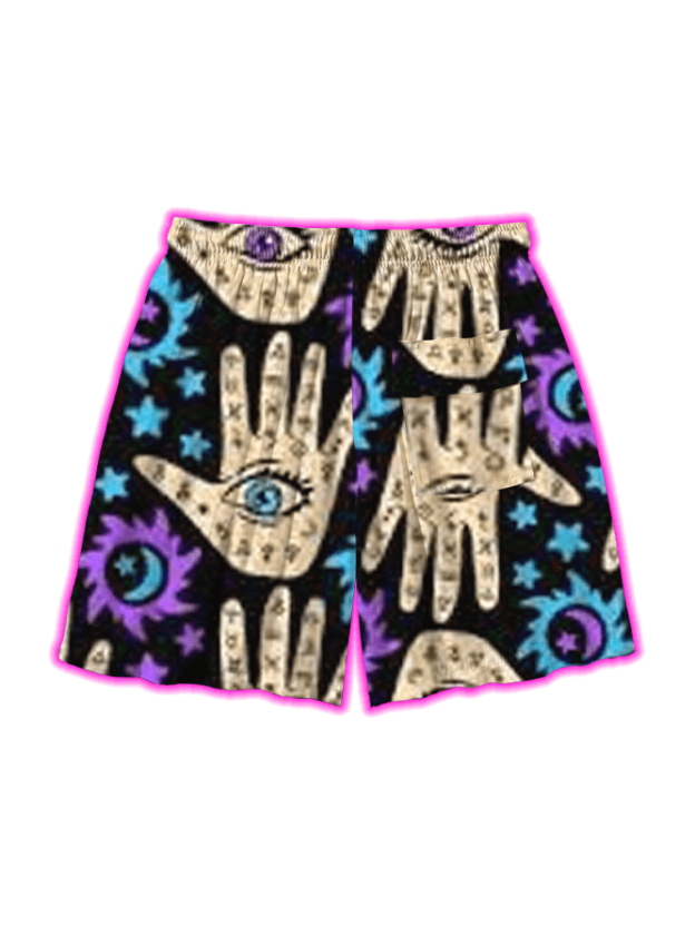 Mystic Palm Pattern Over Print Shorts