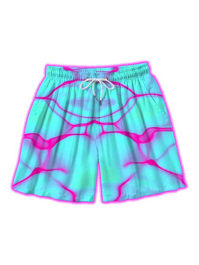 Neon Wave All Over Print Shorts
