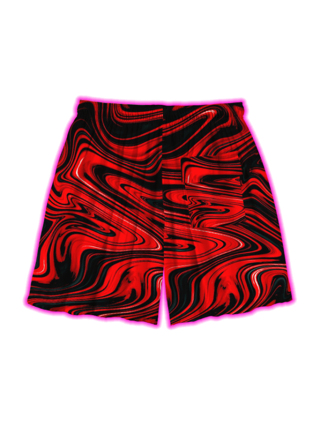 Fluid Red Chaos All Over Print Shorts