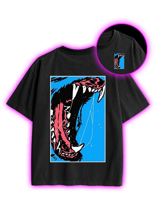 Beast Roar Double Sided Print Washed TShirt