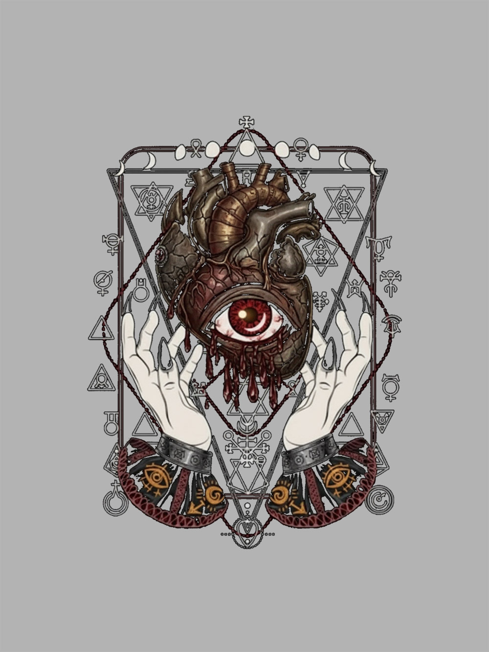 Anatomical Eyes Heart Art Print Washed Tshirt