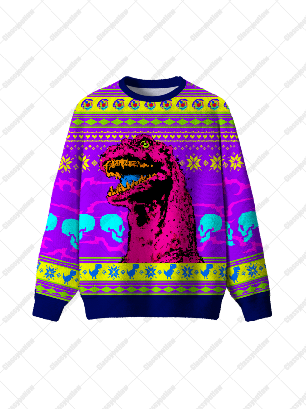 Neon Rex UGLY CHRISTMAS SWEATSHIRT