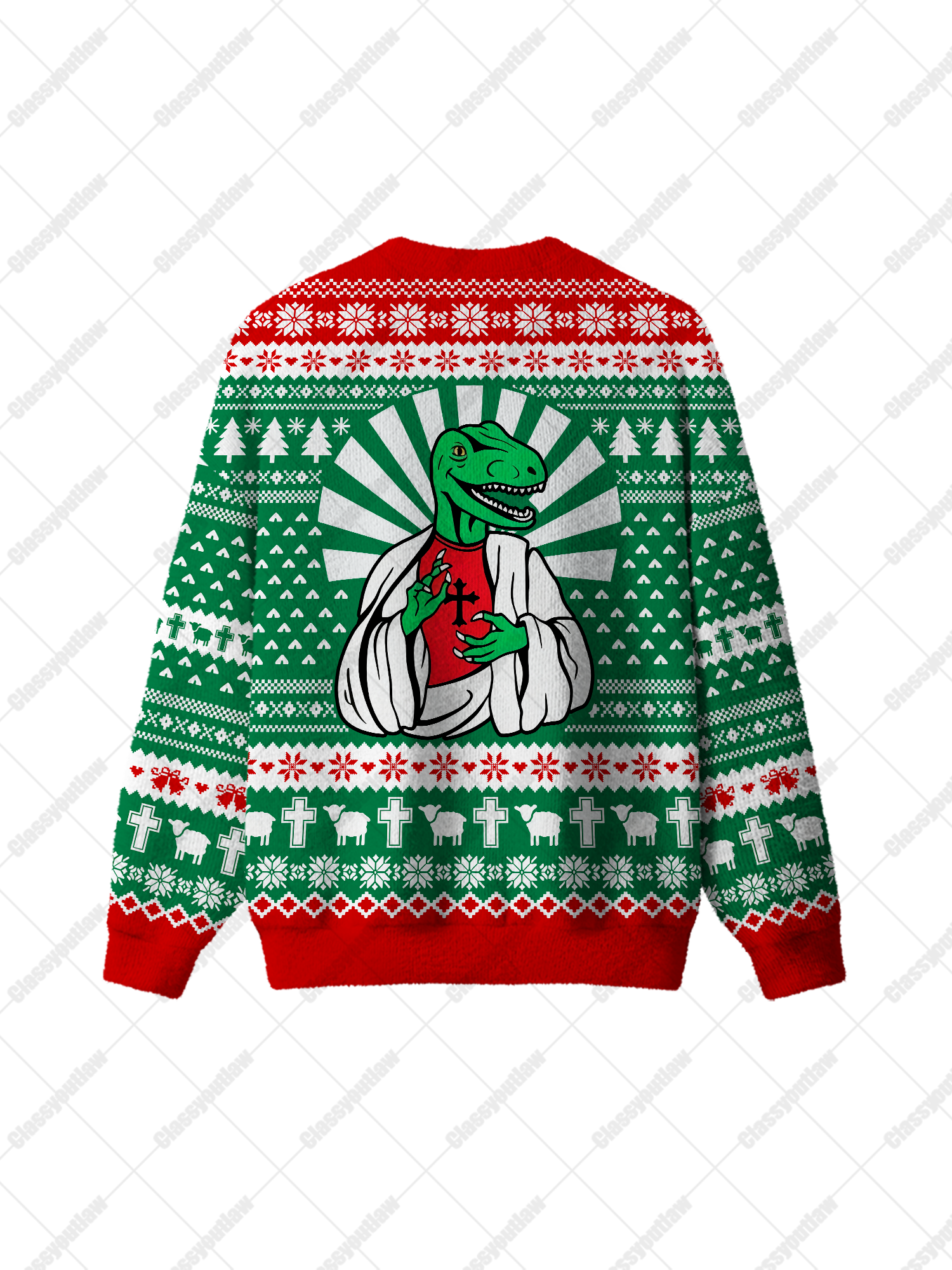 Dinosaur Religion UGLY CHRISTMAS SWEATSHIRT