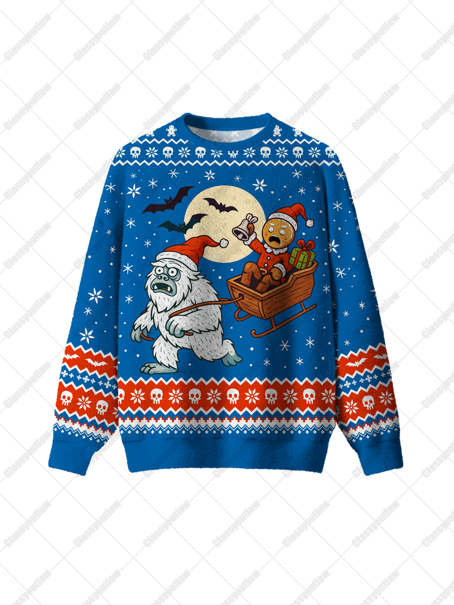 Yeti Pulling A Sled UGLY CHRISTMAS SWEATSHIRT-ClassyOutlaw Sale