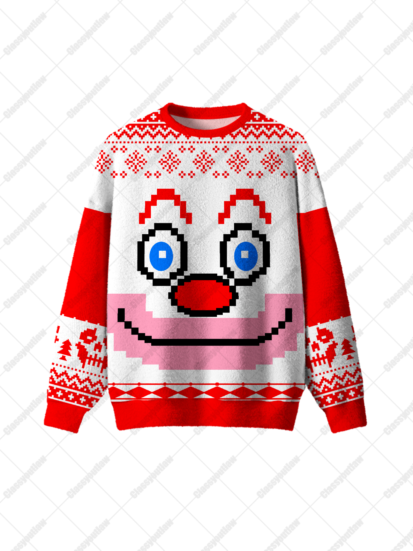 Pixel Clown UGLY CHRISTMAS SWEATSHIRT-ClassyOutlaw Sale