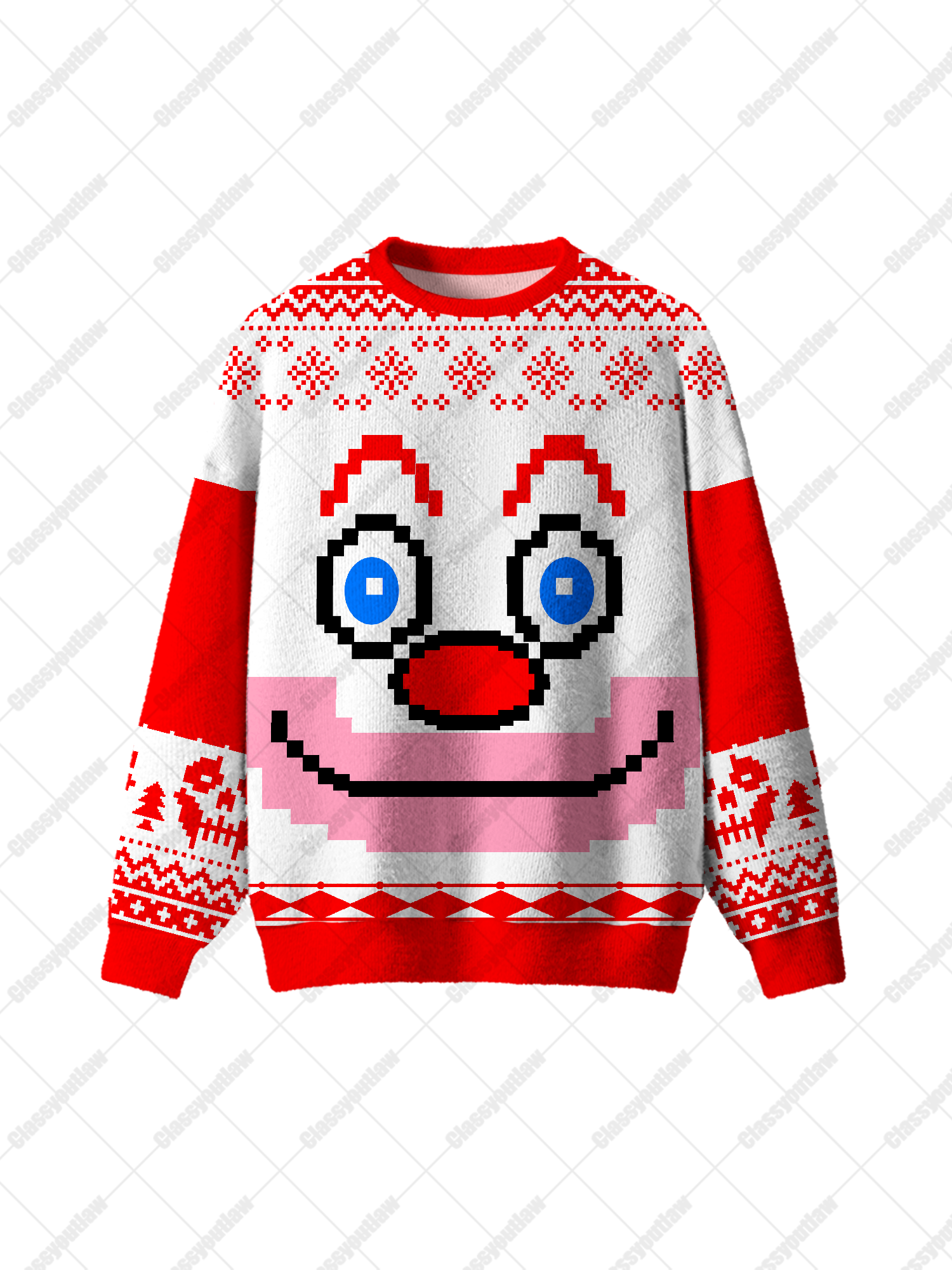 Pixel Clown UGLY CHRISTMAS SWEATSHIRT-ClassyOutlaw Sale