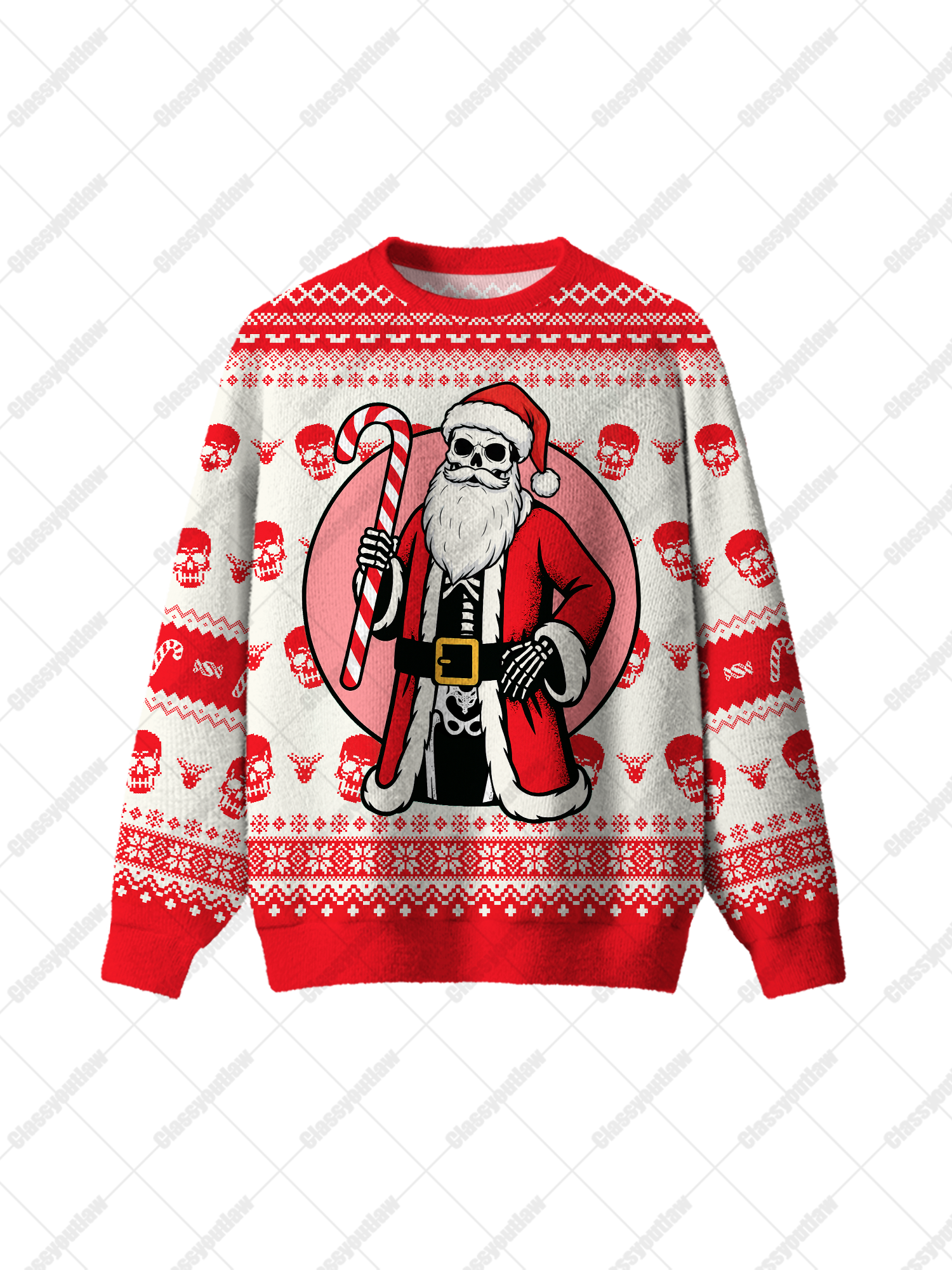 Christmas Skeleton UGLY CHRISTMAS SWEATSHIRT-ClassyOutlaw Sale