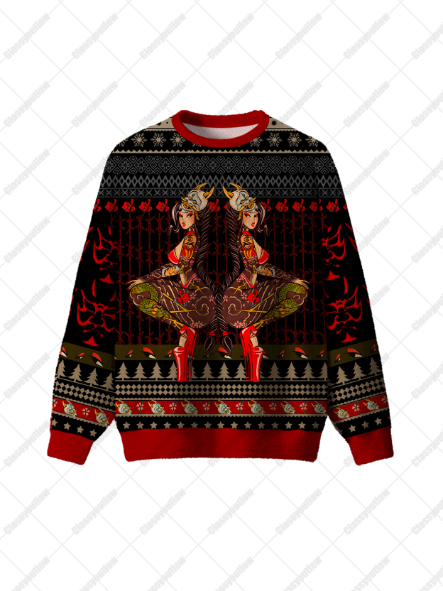 Mirror Samurai Girl UGLY CHRISTMAS SWEATSHIRT