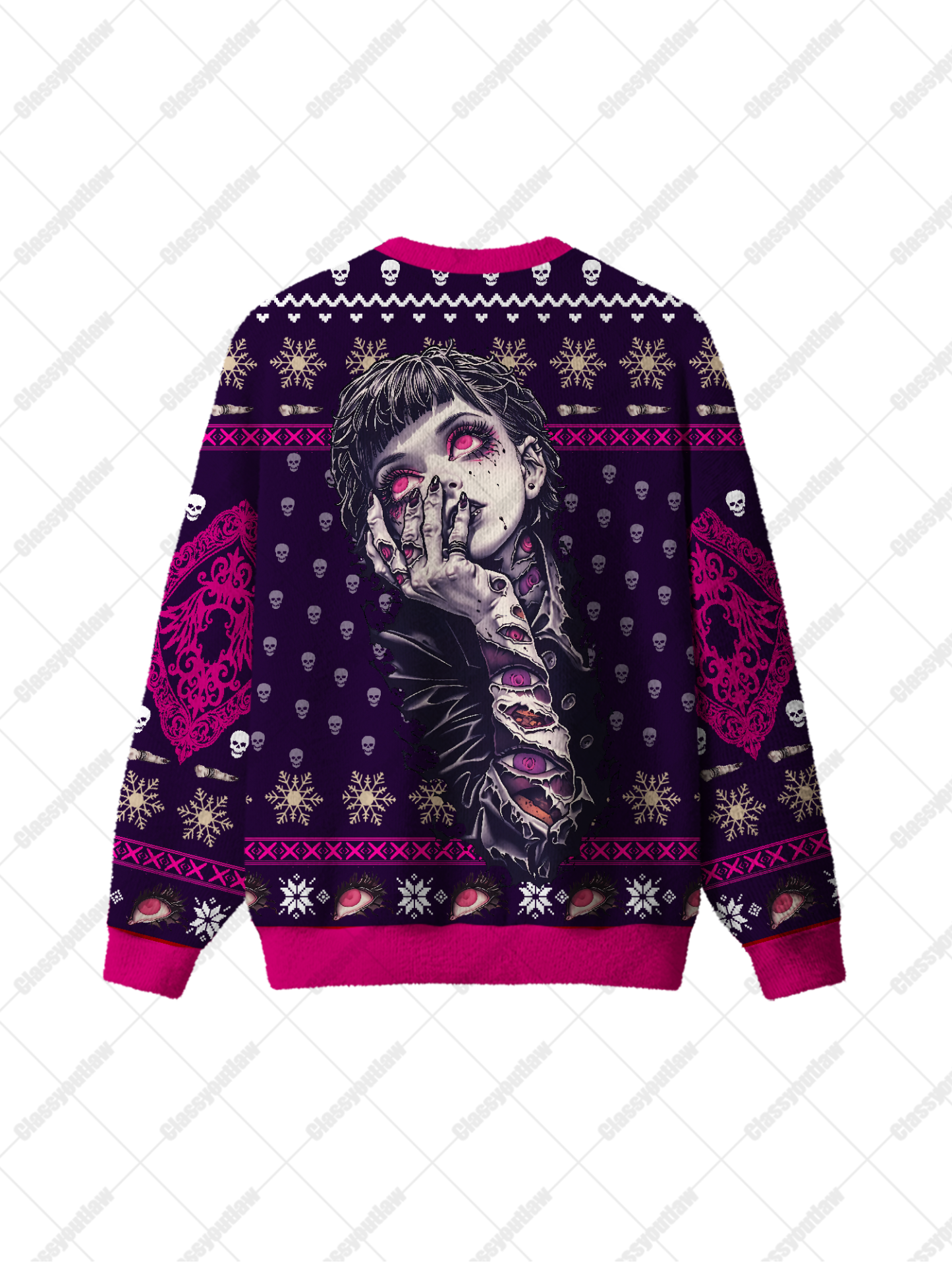 Eerie-Eyed Girl UGLY CHRISTMAS SWEATSHIRT