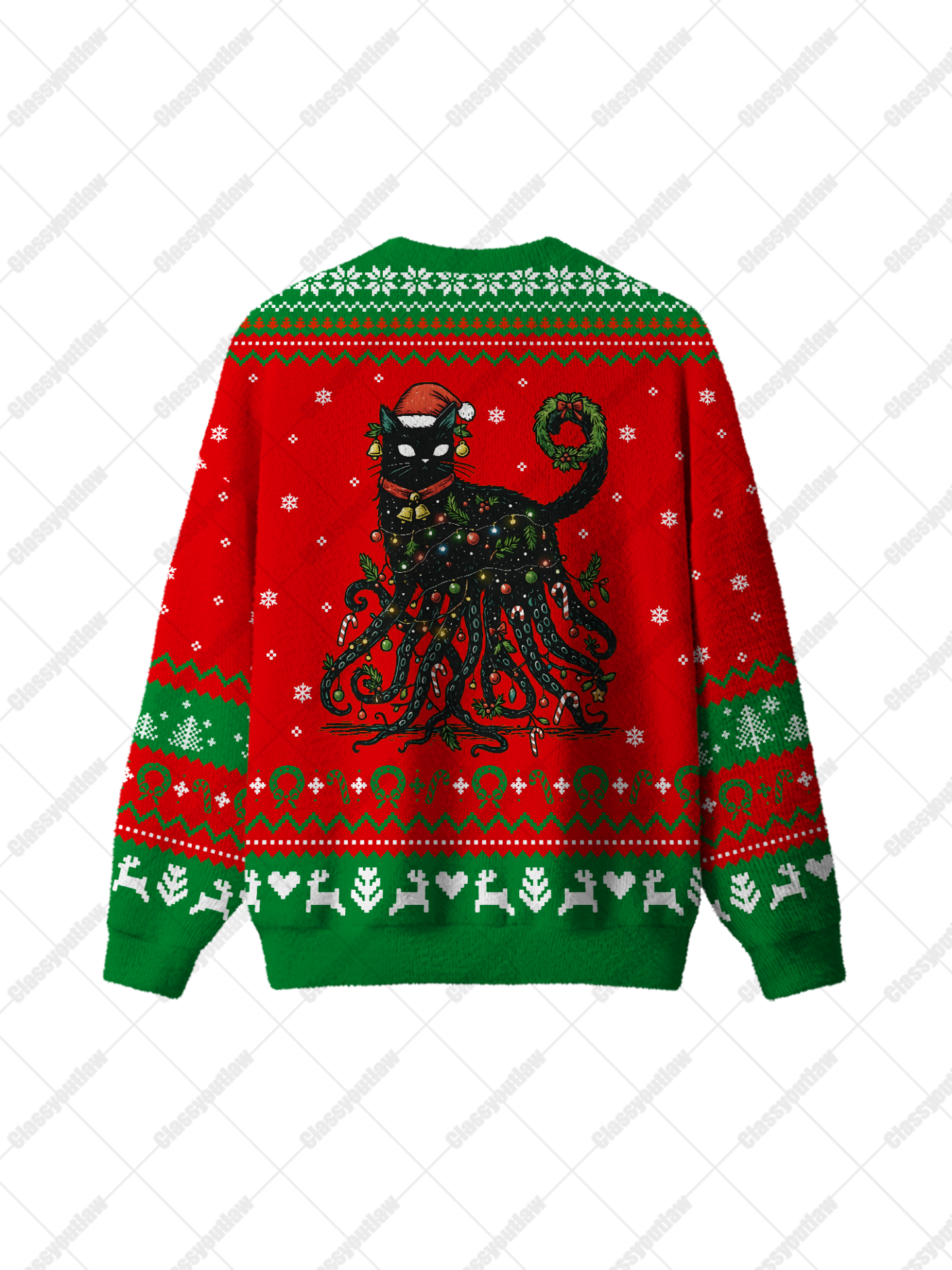 Black Cat Octopus UGLY CHRISTMAS SWEATSHIRT