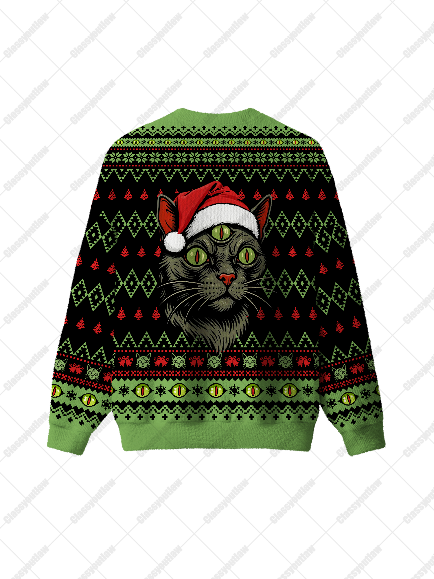 Three Eyed Cat UGLY CHRISTMAS SWEATSHIRT